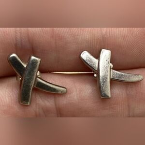 TIFFANY AND CO PALOMA PICASSO GRAFITTI STERLING SILVER STUD EARRINGS